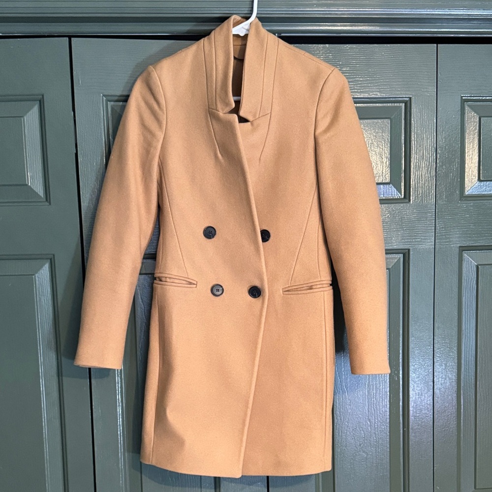 All Saints Adrea Camel Double-Breasted Wool Coat